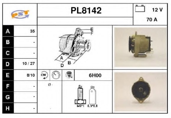 SNRA PL8142 Alternator